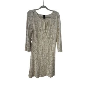 a.n.a white crochet 3/4 sleeve 100% cotton cover up